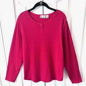 Faded Glory Stretch Red Long Sleeve Henley Top (XL) Excellent Condition